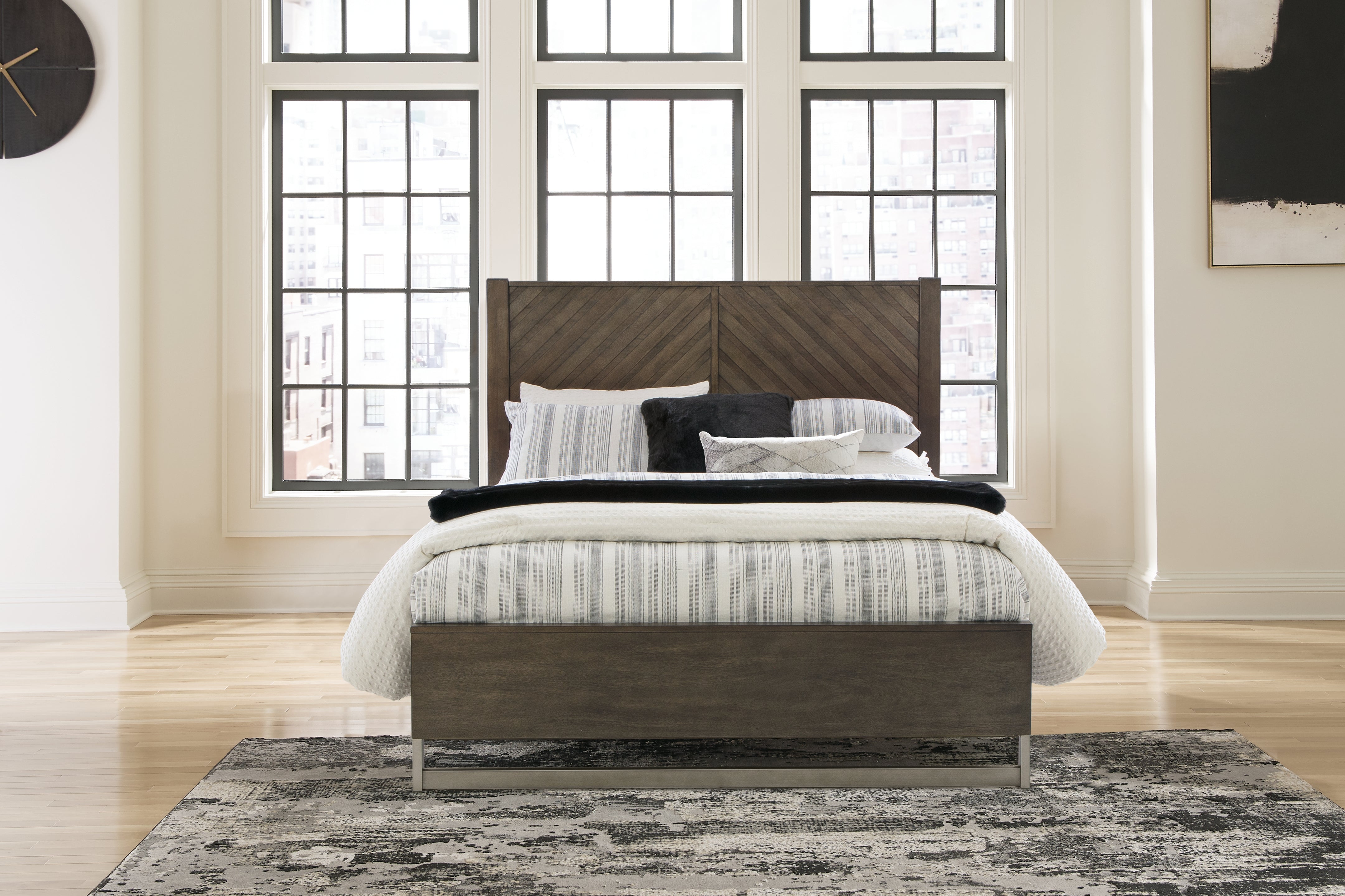 Best Furniture Outlet - Ashley Furniture - Arkenton Bedroom - Queen Panel Bed / Grayish Brown - B786B2