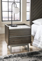 Best Furniture Outlet - Ashley Furniture - Arkenton Bedroom - Two Drawer Night Stand / Grayish Brown/White - B786-92