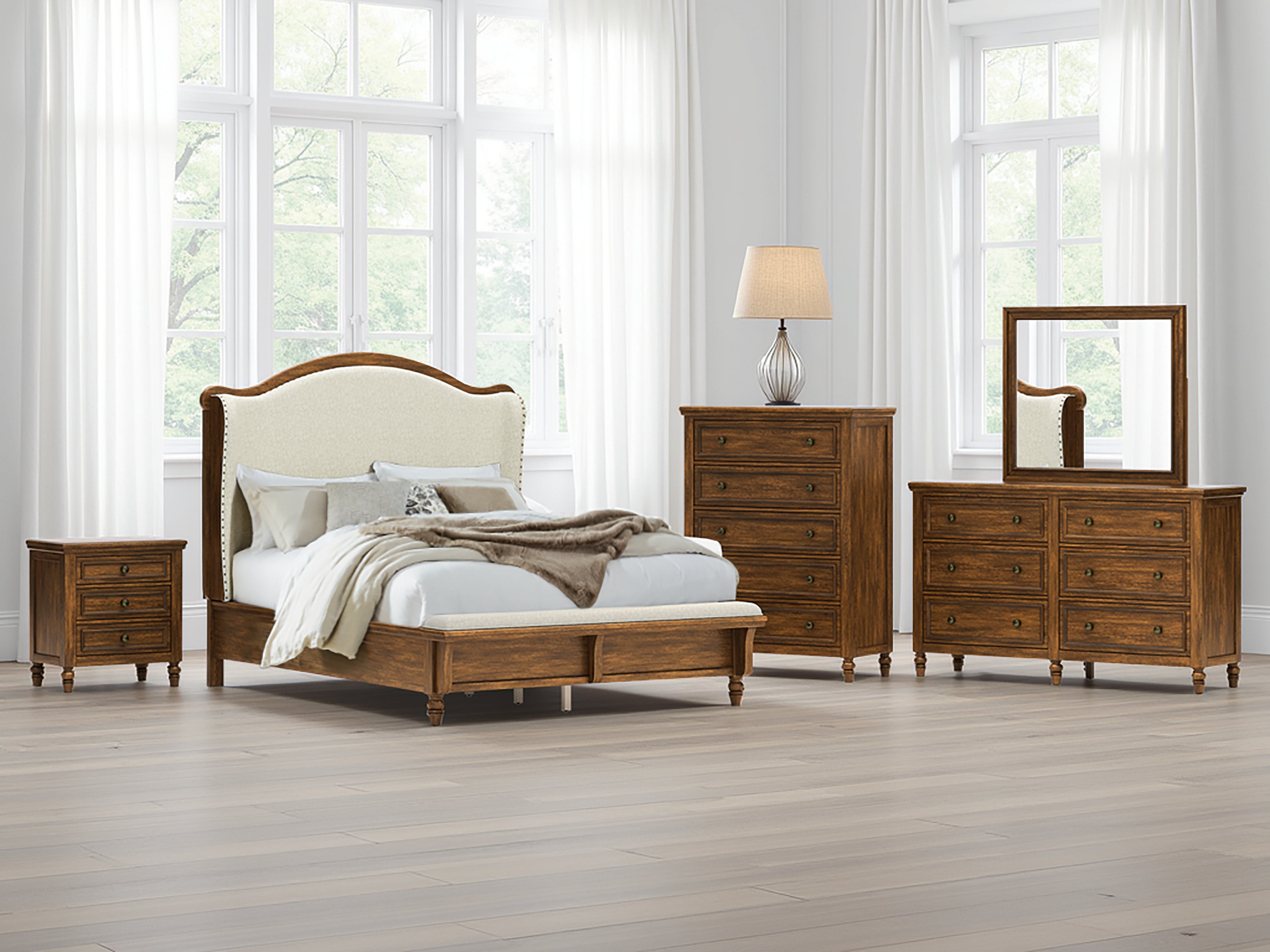 Best Furniture Outlet - Ashley Furniture - Sturlayne Bedroom - Queen Upholstered Panel Bed / Brown - B787B2
