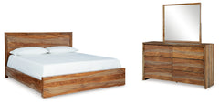 Best Furniture Outlet - Ashley Furniture - Dressonni Bedroom - King Panel Bed, Dresser and Mirror / Brown - B790B6