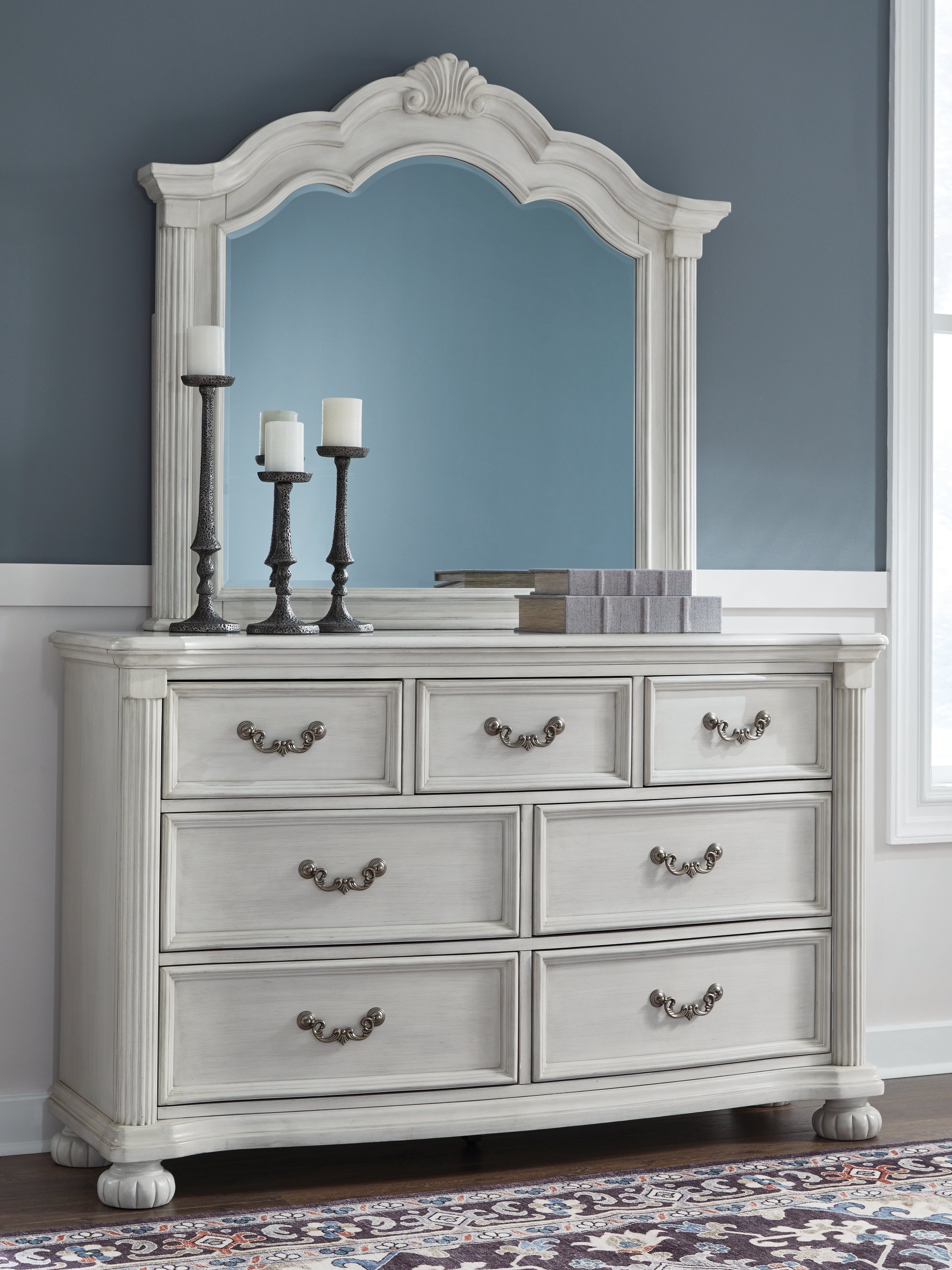 Best Furniture Outlet - Ashley Furniture - Montelaine Bedroom - Dresser and Mirror / Antique White - B795B1