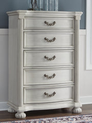Best Furniture Outlet - Ashley Furniture - Montelaine Bedroom - Five Drawer Chest / Antique White - B795-46