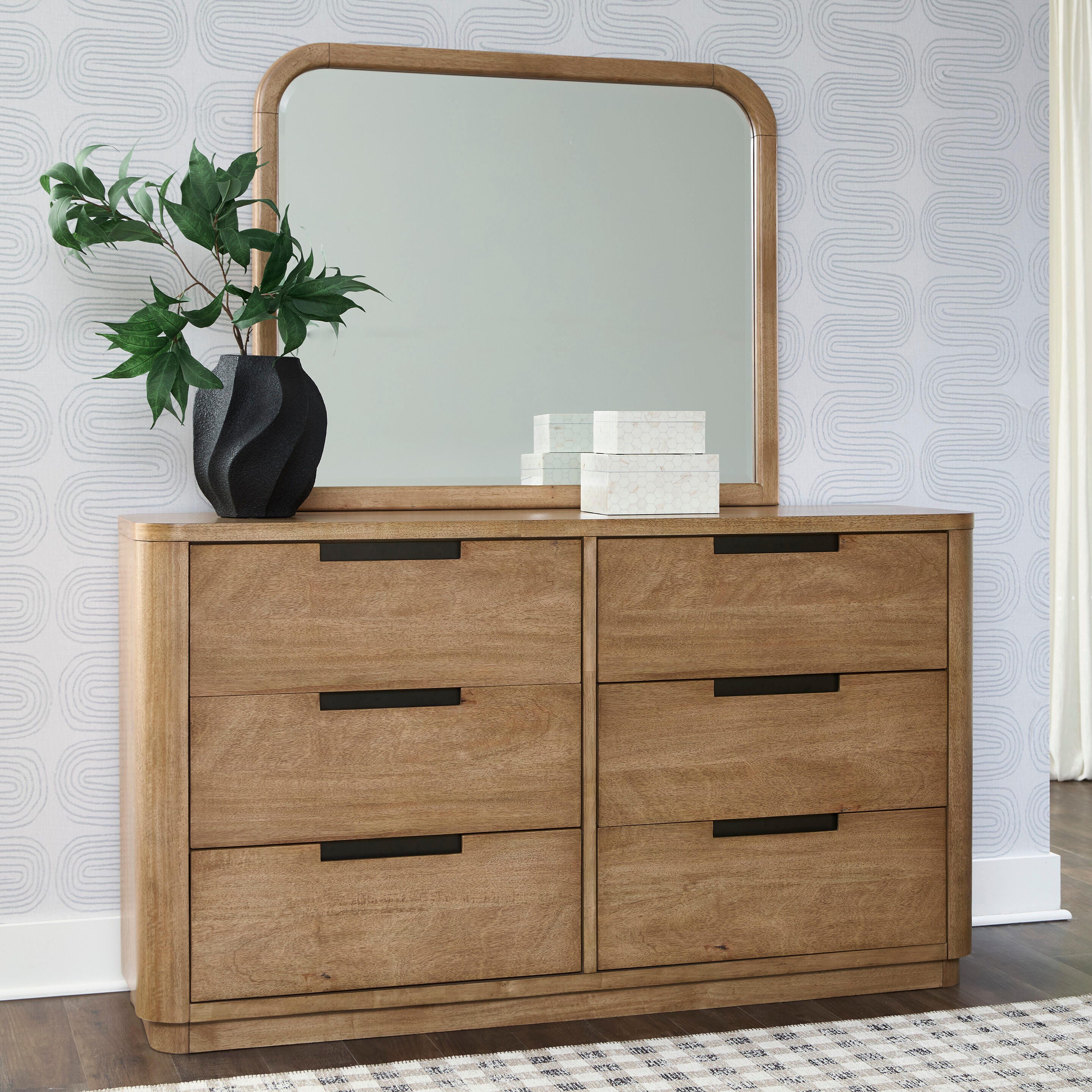 Best Furniture Outlet - Ashley Furniture - Pamaria Bedroom - Dresser and Mirror / Light Brown - PCB802B1