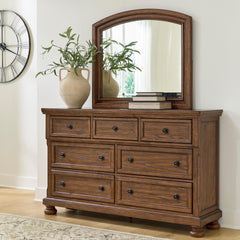 Best Furniture Outlet - Ashley Furniture - Zackaryn Bedroom - Dresser and Mirror / Warm Brown - PCB807B1