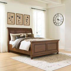 Best Furniture Outlet - Ashley Furniture - Zackaryn Bedroom - Queen Sleigh Bed / Warm Brown - PCB807B10