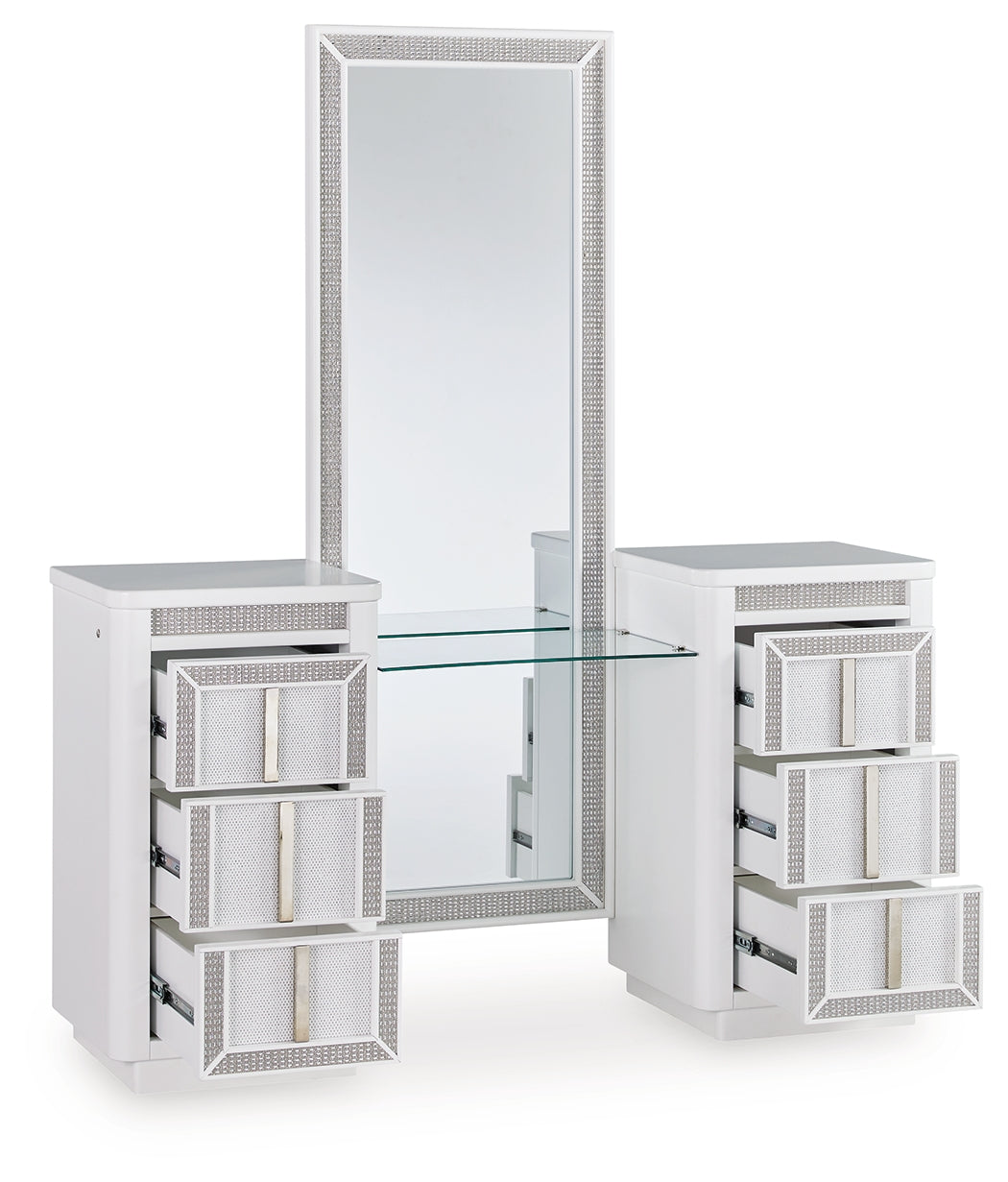 Best Furniture Outlet - Ashley Furniture - Chalanna Vanity with Mirror - Vanity with Mirror / White - B822B7