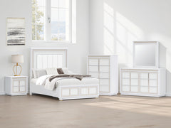 Best Furniture Outlet - Ashley Furniture - Chalanna Bedroom - Queen Upholstered Storage Bed / White - B822B2