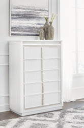 Best Furniture Outlet - Ashley Furniture - Chalanna Bedroom - California King Upholstered Storage Bed / White - B822B5