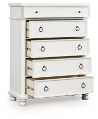 Best Furniture Outlet - Ashley Furniture - Rowlenstown Bedroom - Five Drawer Chest / Antique White - PCB823-46