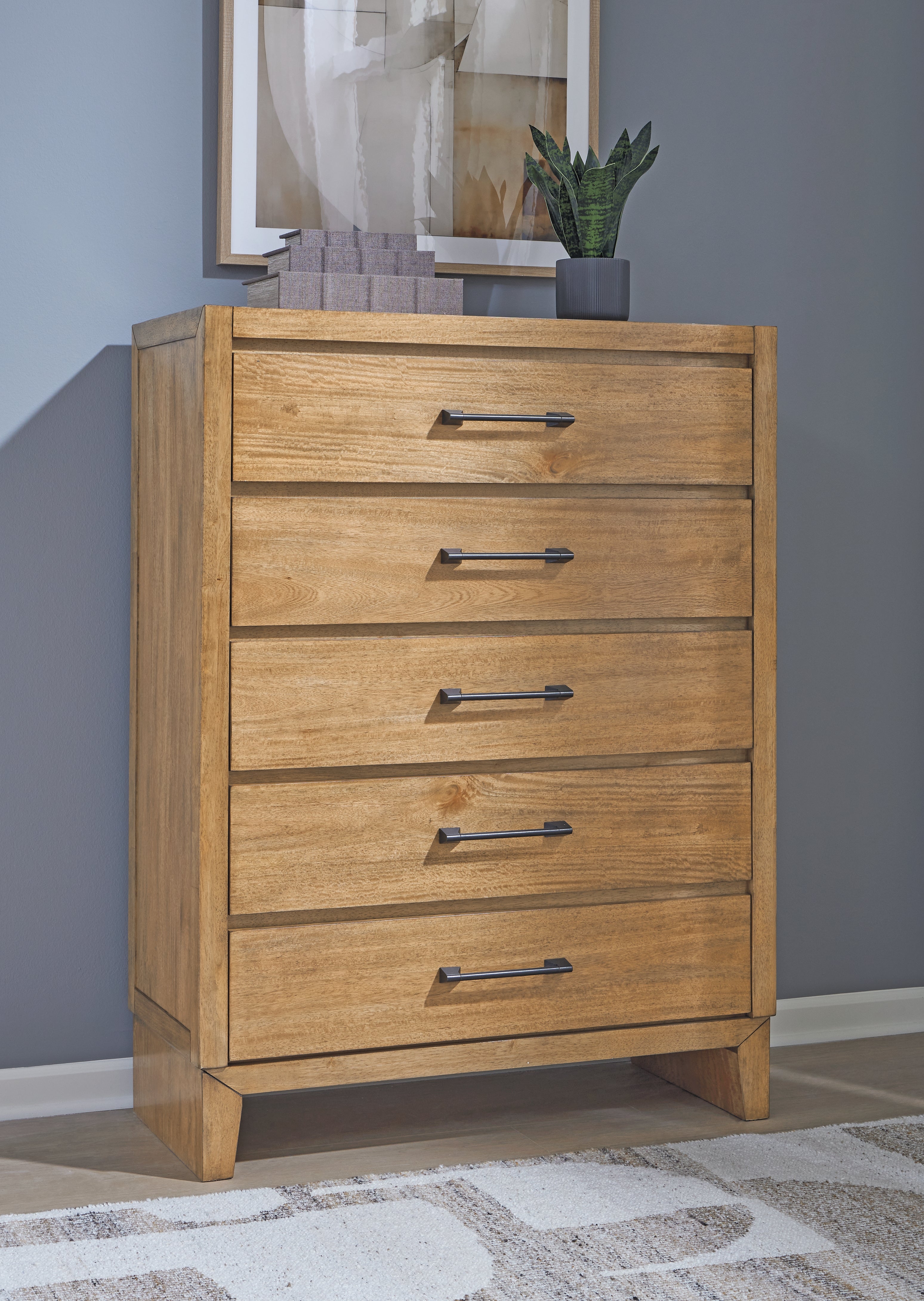 Best Furniture Outlet - Ashley Furniture - Sherbana Bedroom - Five Drawer Chest / Light Brown - B833-46