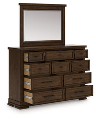 Best Furniture Outlet - Ashley Furniture - Taffenbrook Bedroom - Dresser and Mirror / Medium Brown - B849B1