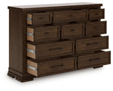 Best Furniture Outlet - Ashley Furniture - Taffenbrook Bedroom - Five Drawer Chest / Medium Brown - B849-46