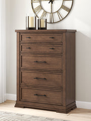 Best Furniture Outlet - Ashley Furniture - Taffenbrook Bedroom - Five Drawer Chest / Medium Brown - B849-46