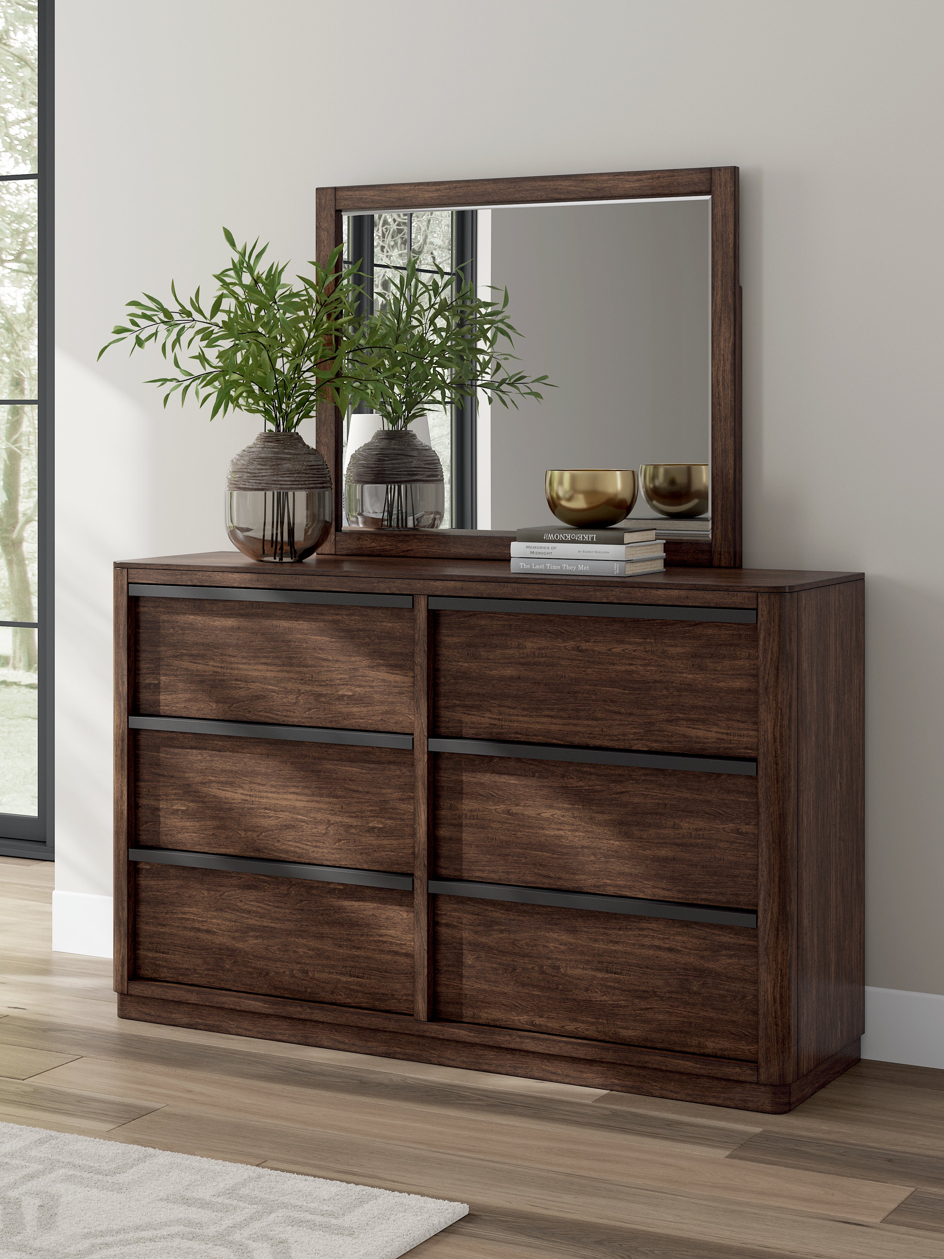 Best Furniture Outlet - Ashley Furniture - Dilenno Bedroom - Dresser and Mirror / Dark Brown - PCB857B1
