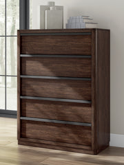 Best Furniture Outlet - Ashley Furniture - Dilenno Bedroom - Five Drawer Chest / Dark Brown - PCB857-46