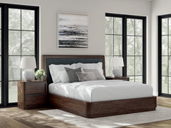 Best Furniture Outlet - Ashley Furniture - Dilenno Bedroom - California King Upholstered Panel Bed / Dark Brown - PCB857B9