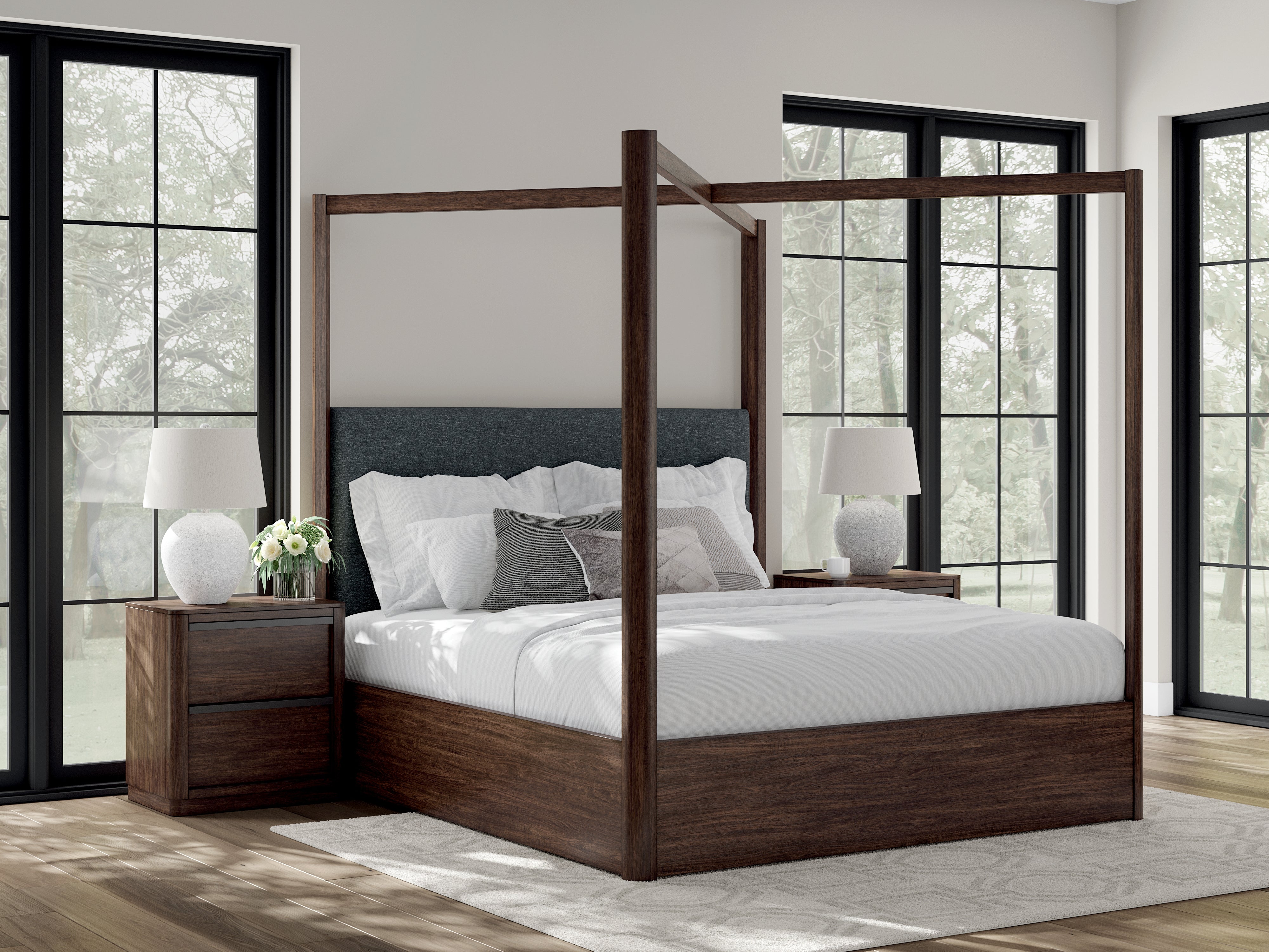 Best Furniture Outlet - Ashley Furniture - Dilenno Bedroom - California King Canopy Bed / Dark Brown - PCB857B7