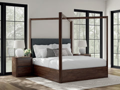 Best Furniture Outlet - Ashley Furniture - Dilenno Bedroom - California King Canopy Bed / Dark Brown - PCB857B7