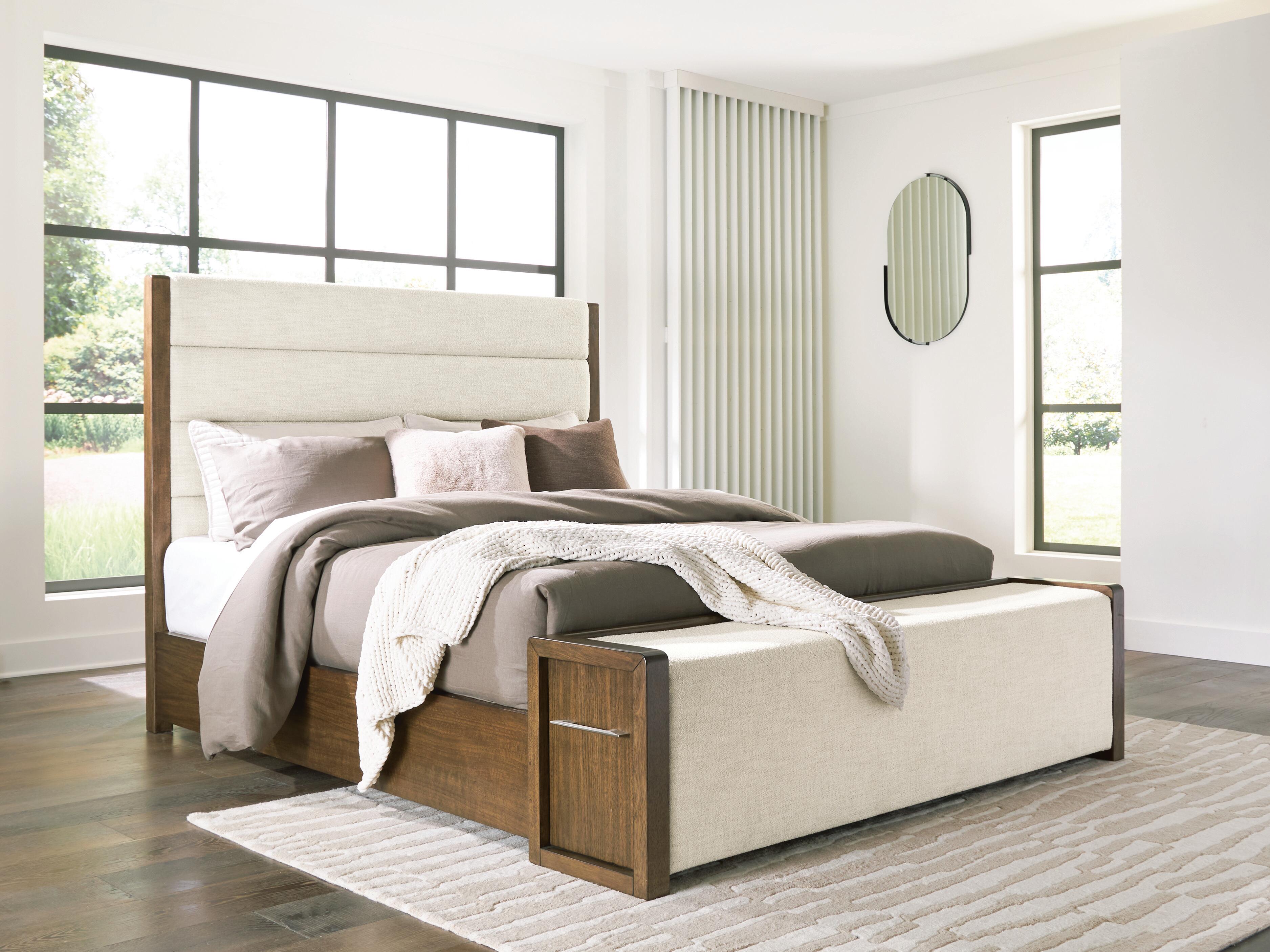 Best Furniture Outlet - Ashley Furniture - Marxmore Bedroom - King Upholstered Storage Bed / Brown - B863B4
