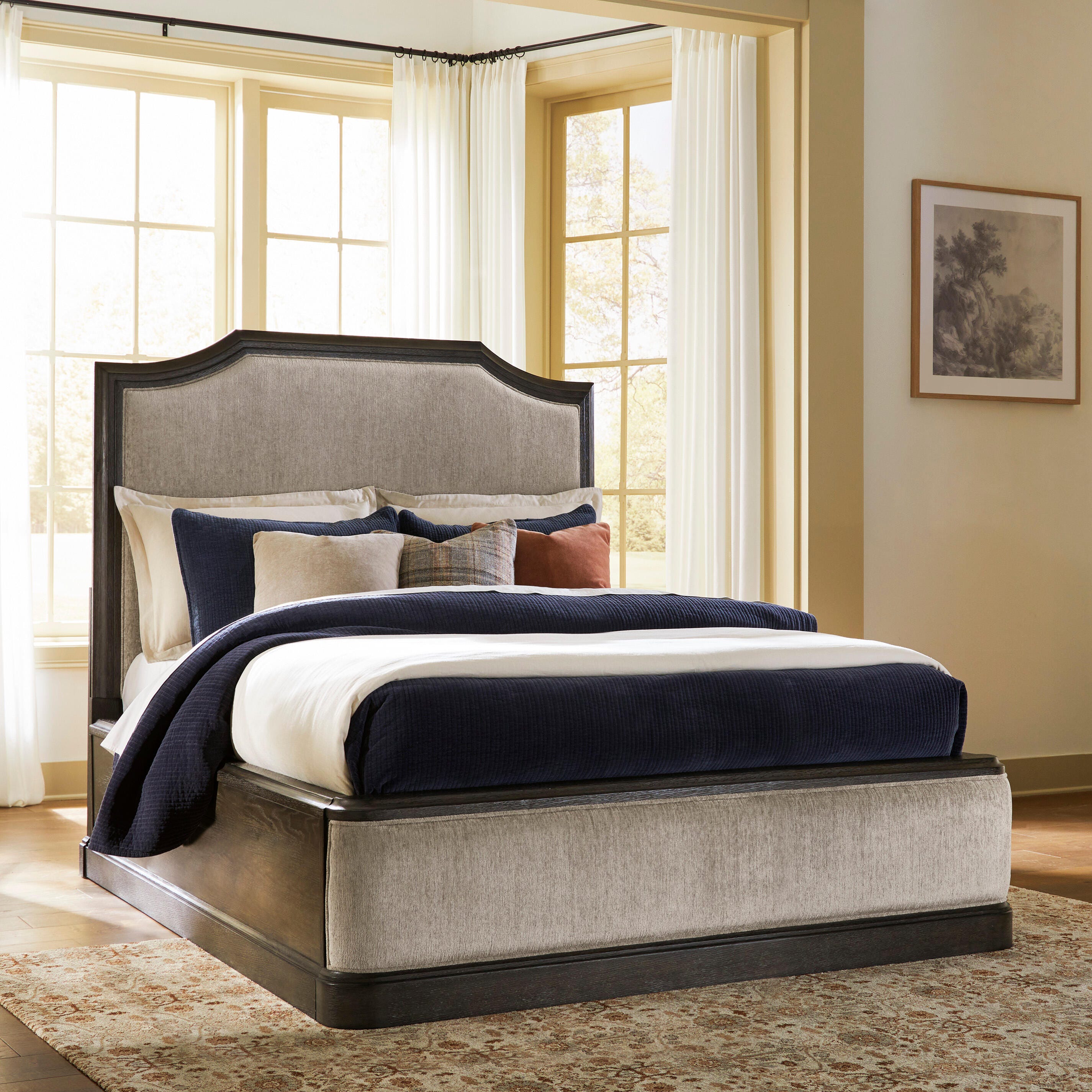 Best Furniture Outlet - Ashley Furniture - Wickenger Bedroom - Queen Upholstered Panel Bed / Dark Brown - PCB889B2