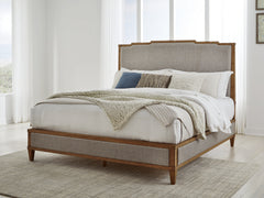 Best Furniture Outlet - Ashley Furniture - Sharlance Bedroom - California King Upholstered Panel Bed / Light Brown - B895B7