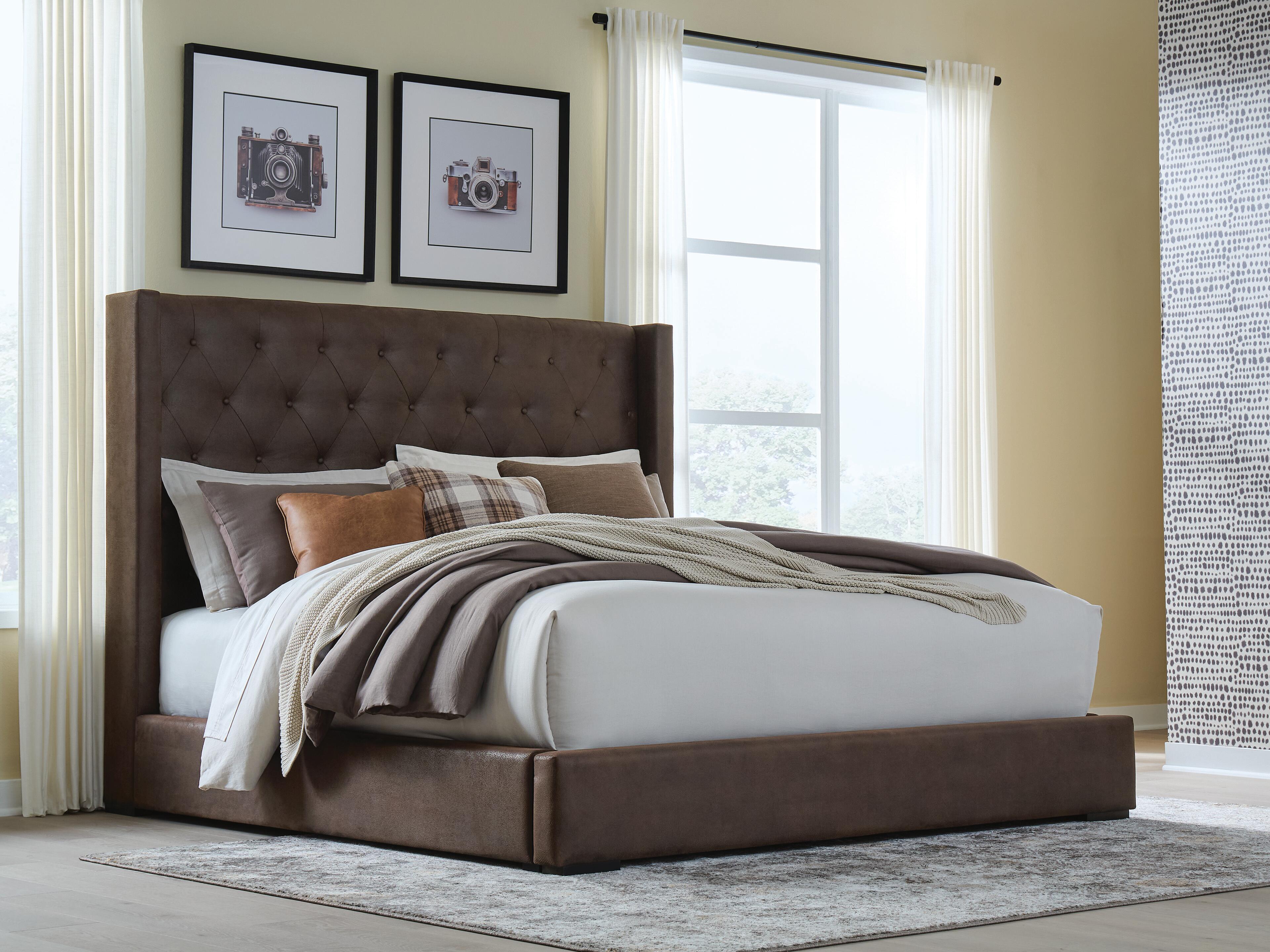 Best Furniture Outlet - Ashley Furniture - Lavernty Bedroom - King Upholstered Storage Bed - PCB9002B2