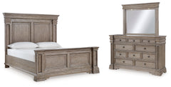 Best Furniture Outlet - Ashley Furniture - Blairhurst Bedroom - California King Panel Bed, Dresser and Mirror / Light Grayish Brown - B916B7