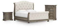 Best Furniture Outlet - Ashley Furniture - Ardenfield Bedroom - California King Sleigh Bed, Chest and Nightstand / Light Brown - B944B6