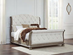 Best Furniture Outlet - Ashley Furniture - Ardenfield Bedroom - California King Upholstered Sleigh Bed / Light Brown - B944B5