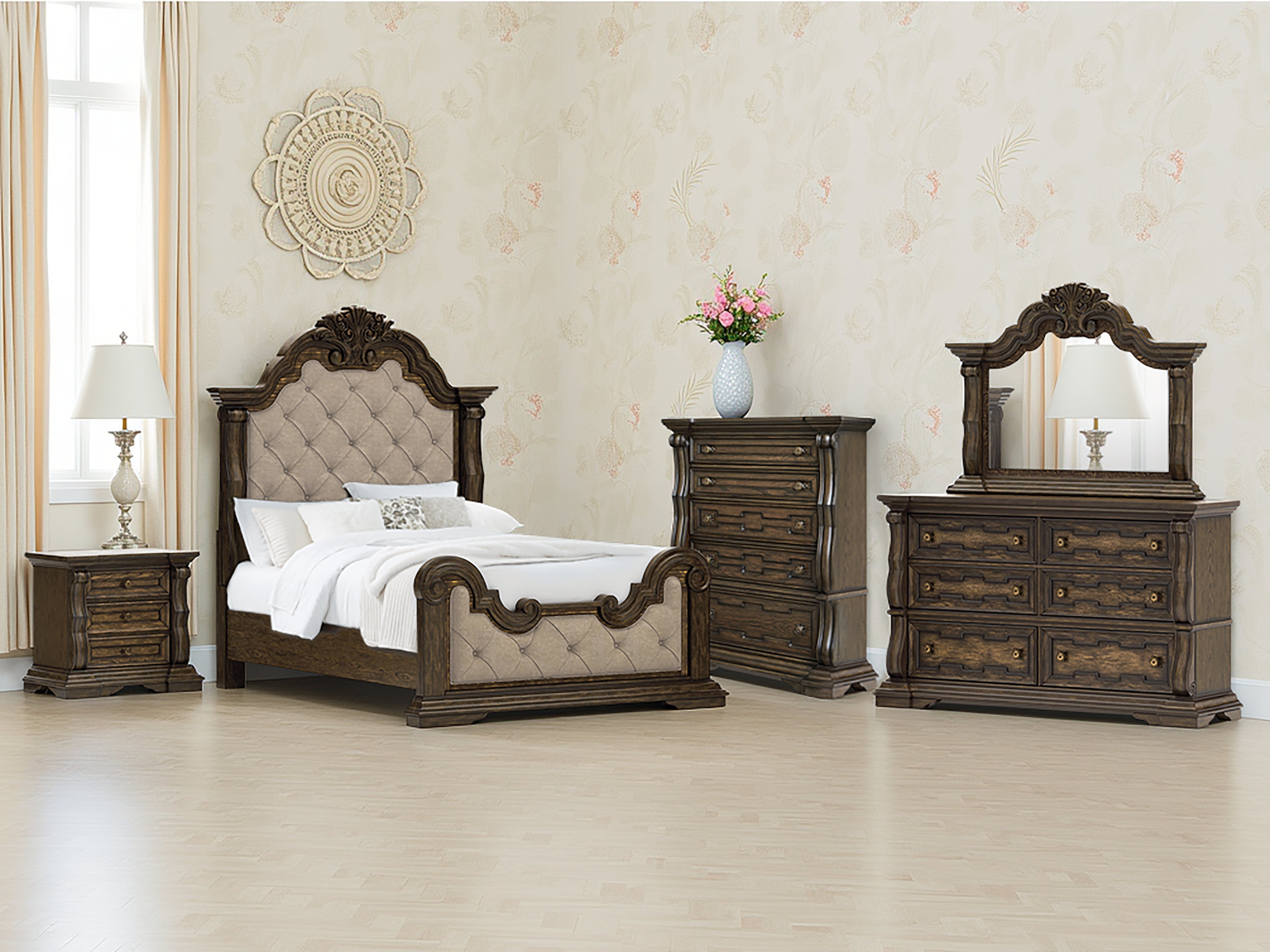 Best Furniture Outlet - Ashley Furniture - Maylee Bedroom - Queen Upholstered Bed / Dark Brown - B947B2