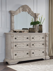 Best Furniture Outlet - Ashley Furniture - Bruchandi Bedroom - Dresser and Mirror / Antique White - PCB948B1