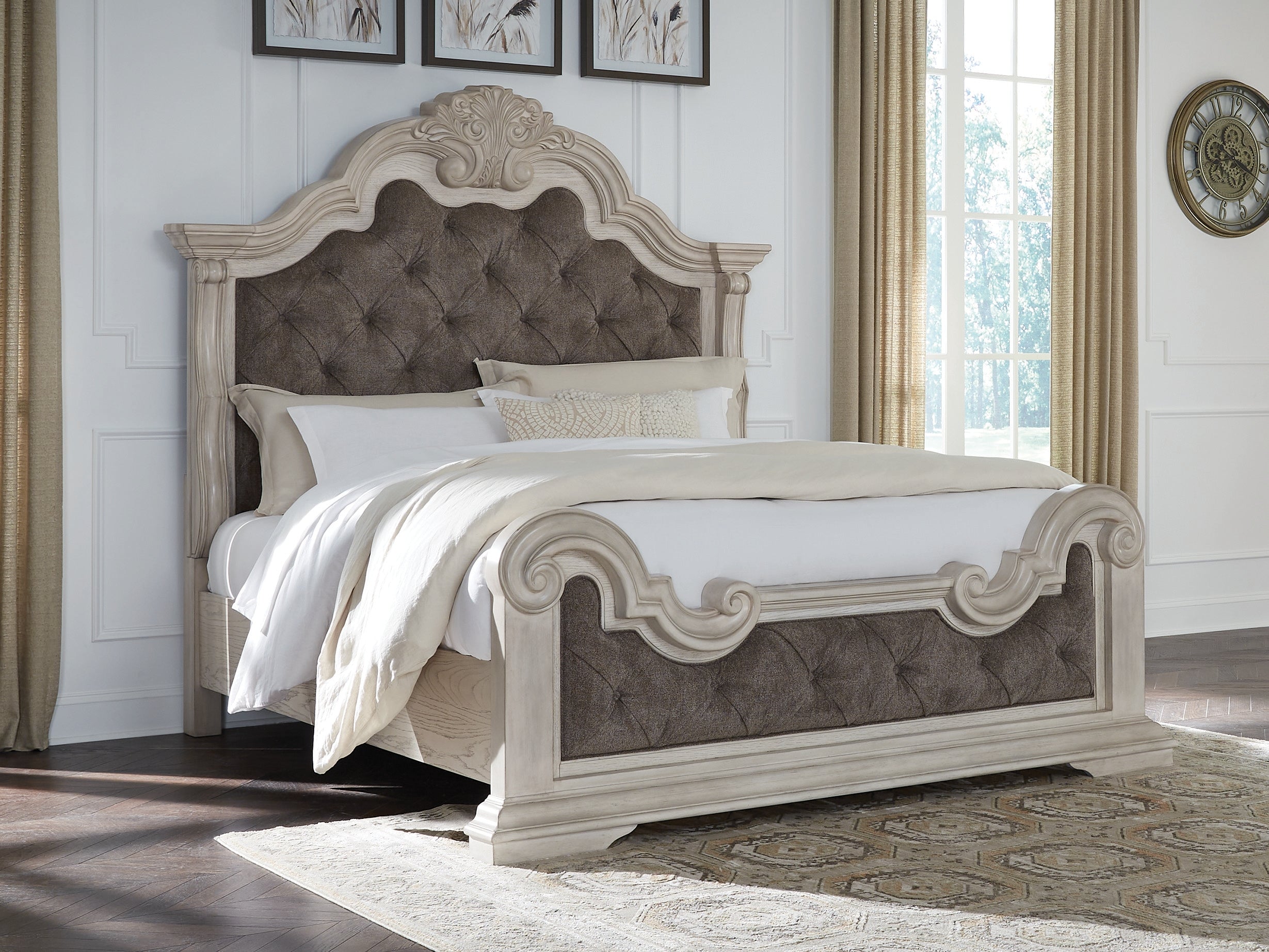 Best Furniture Outlet - Ashley Furniture - Bruchandi Bedroom - California King Upholstered Panel Bed / Antique White - PCB948B5