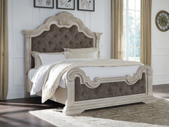 Best Furniture Outlet - Ashley Furniture - Bruchandi Bedroom - California King Upholstered Panel Bed / Antique White - PCB948B5