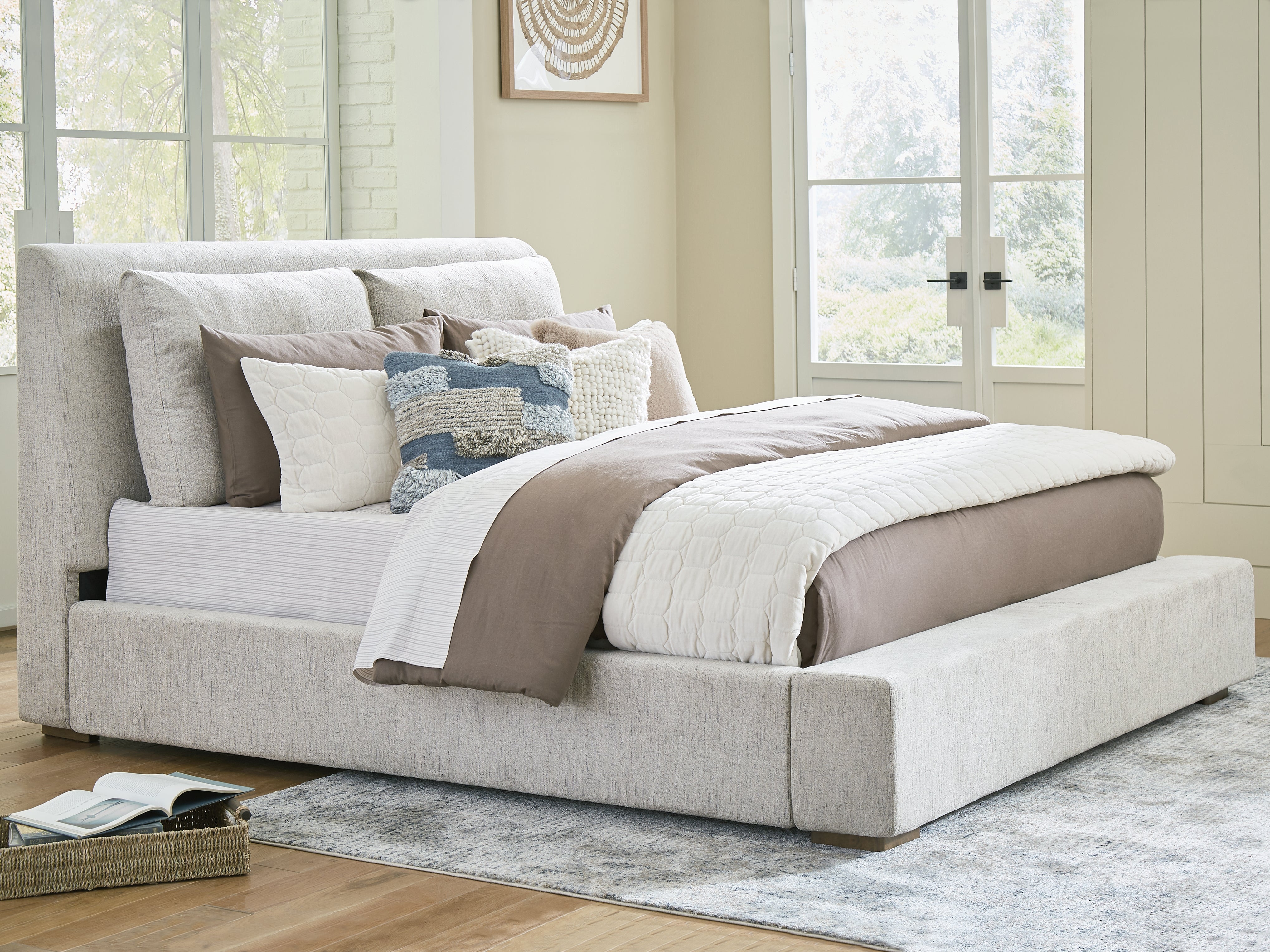 Best Furniture Outlet - Ashley Furniture - Cabalynn Bedroom - California King Upholstered Bed / Light Brown - B974B7