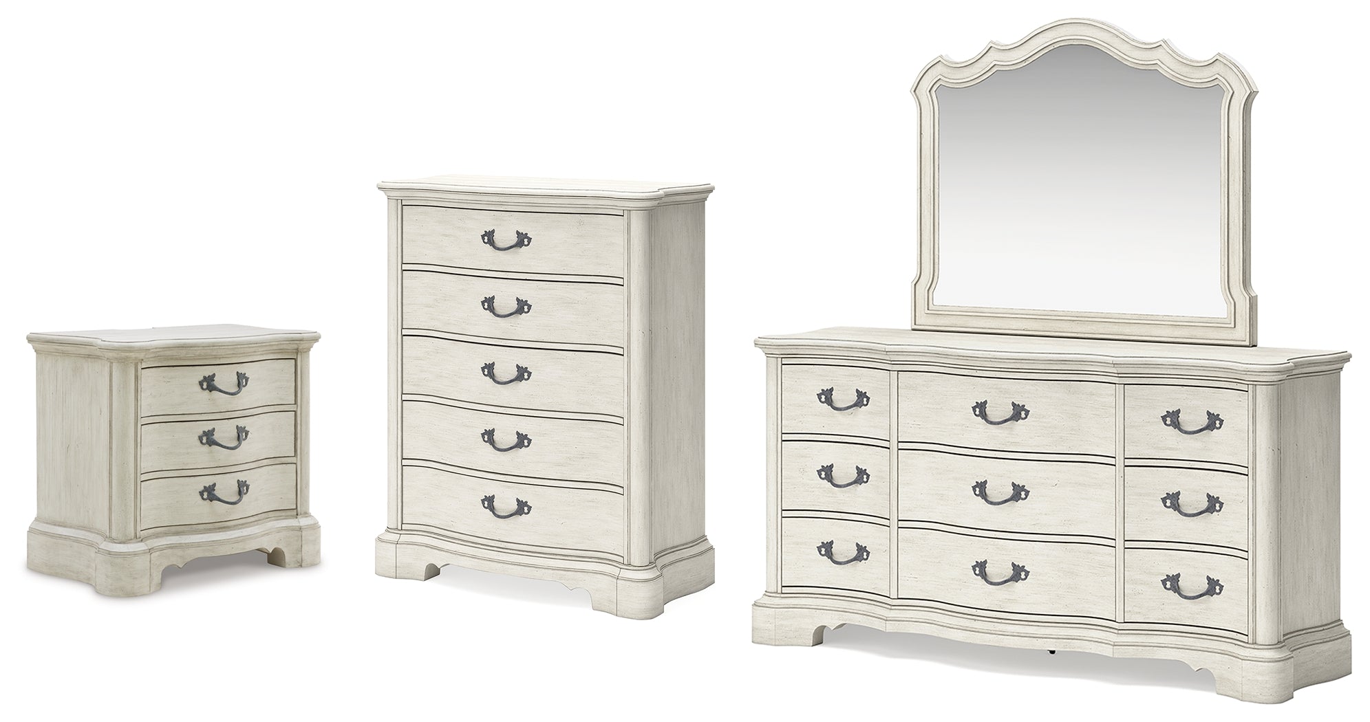 Best Furniture Outlet - Ashley Furniture - Arlendyne Bedroom - Dresser, Mirror, Chest and Nightstand / Antique White - B980B12