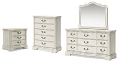 Best Furniture Outlet - Ashley Furniture - Arlendyne Bedroom - Dresser, Mirror, Chest and Nightstand / Antique White - B980B12