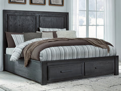 Best Furniture Outlet - Ashley Furniture - Foyland Bedroom - California King Panel Storage Bed / Black/Brown - B989B5