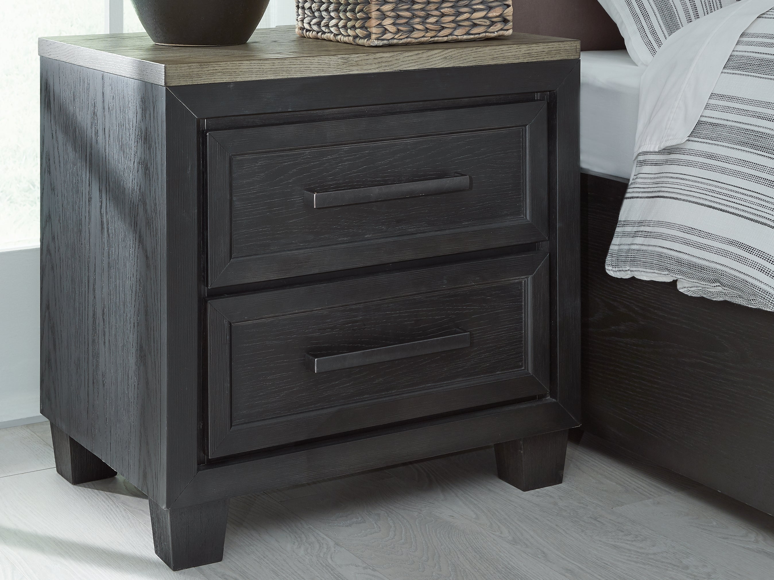 Best Furniture Outlet - Ashley Furniture - Foyland Bedroom - Two Drawer Night Stand / Black/Brown - B989-92