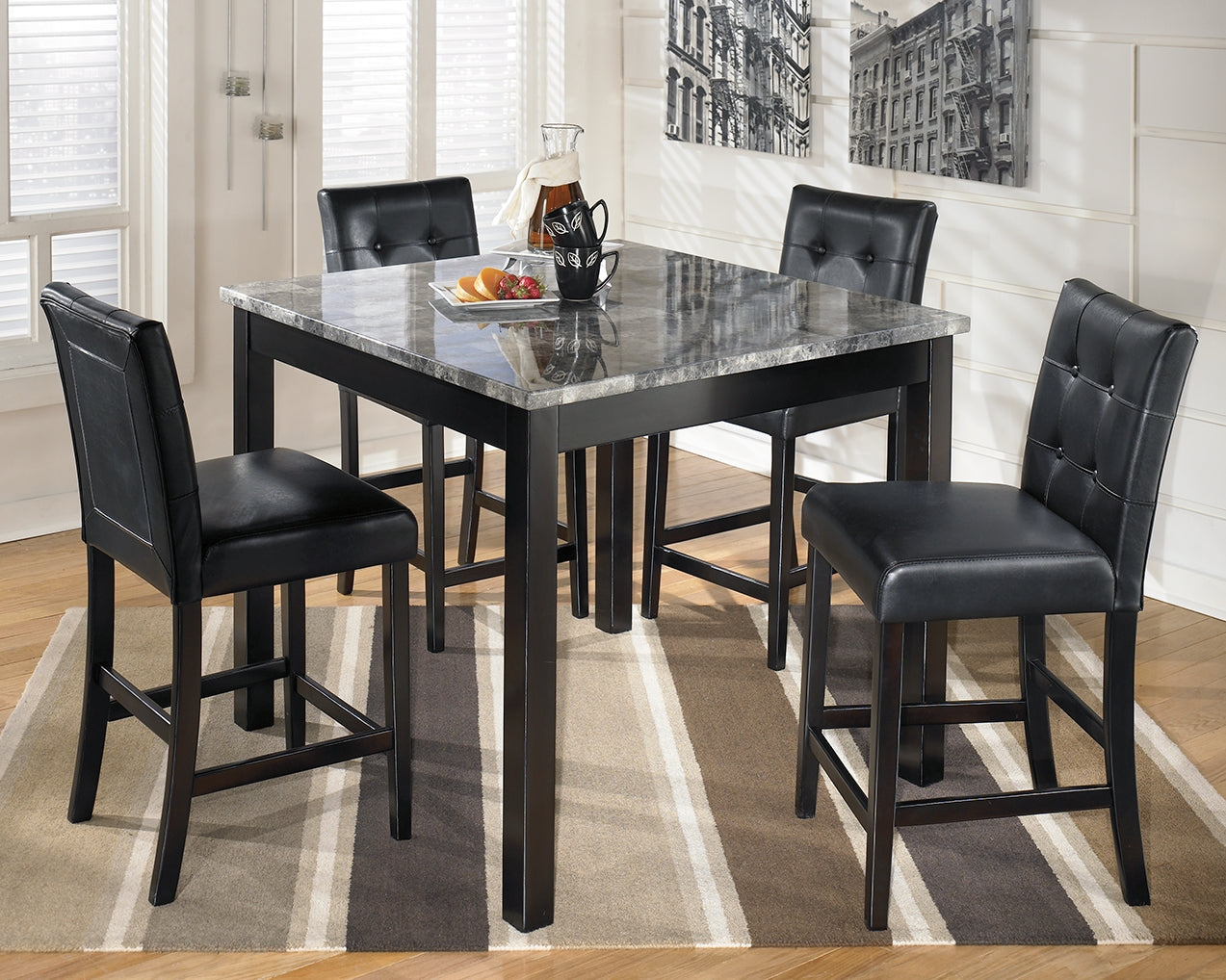 Best Furniture Outlet - Ashley Furniture - Maysville Dining Room - Square Counter TBL Set (5/CN) / Black - D154-223