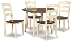 Best Furniture Outlet - Ashley Furniture - Woodanville Dining Room - Dining Table with 4 Chairs / Cream/Brown - D335D3