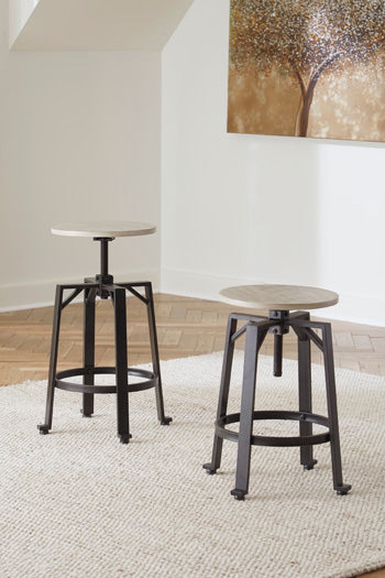 Best Furniture Outlet - Ashley Furniture - Karisslyn Dining Room - Counter Height Stool (Set of 2) / Whitewash/Black - D336-024X2