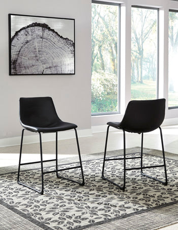 Best Furniture Outlet - Ashley Furniture - Centiar Dining Room - Counter Height Bar Stool (Set of 2) / Black - D372-624X2