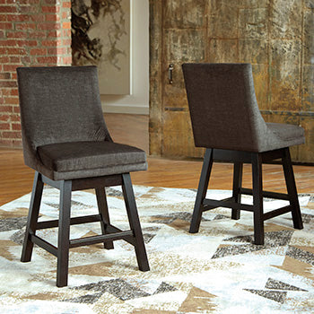 Best Furniture Outlet - Ashley Furniture - Tallenger Dining Room - Counter Height Bar Stool (Set of 2) / Dark Gray - D380-624X2