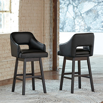 Best Furniture Outlet - Ashley Furniture - Tallenger Dining Room - Bar Height Bar Stool (Set of 2) / Black/Dark Brown - D380-930X2