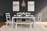 Best Furniture Outlet - Ashley Furniture - Stonehollow Dining Room - RECT DRM Table Set (6/CN) / White/Gray - D382-325