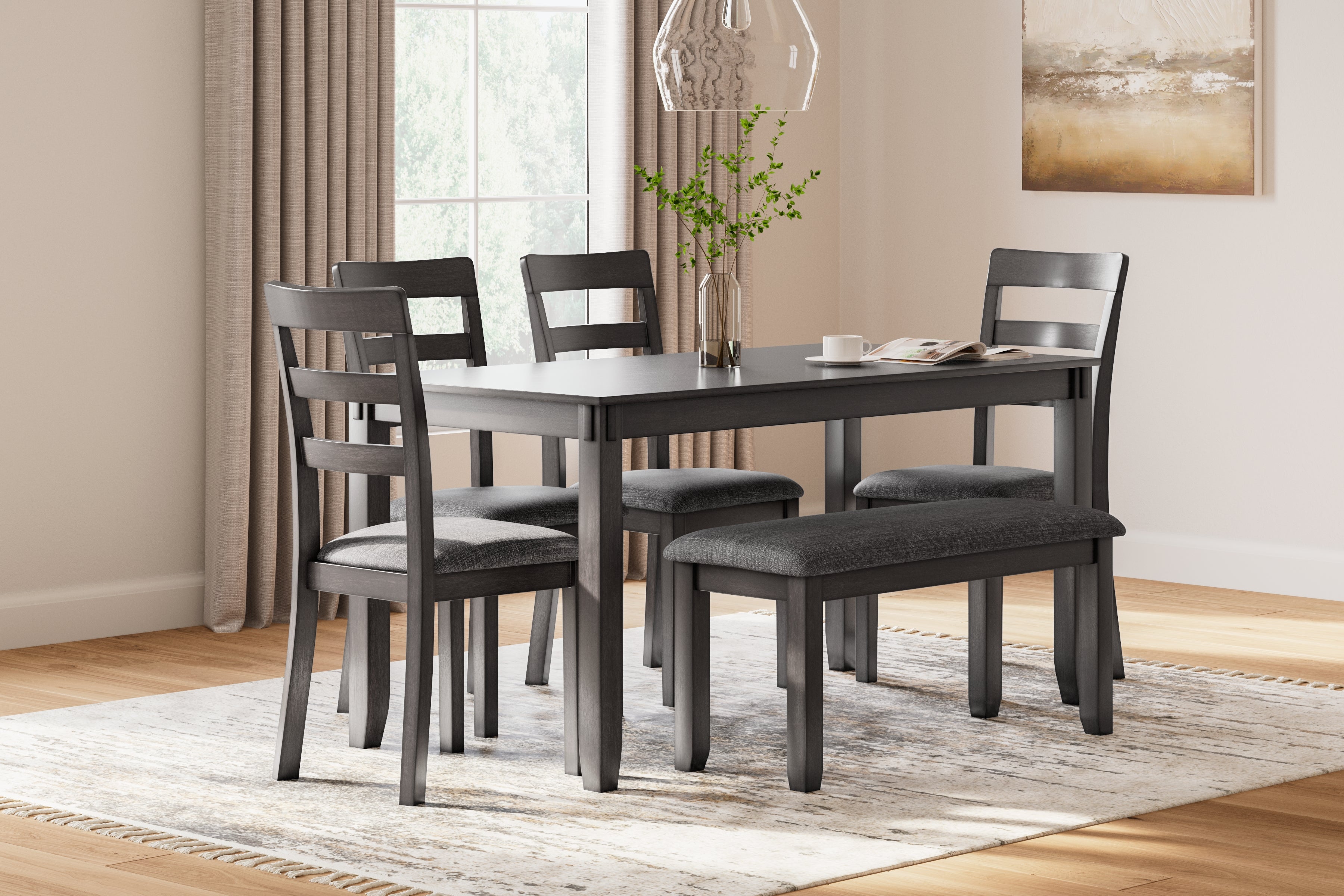Best Furniture Outlet - Ashley Furniture - Bridson Dining Room - RECT DRM Table Set (6/CN) / Gray - D383-325