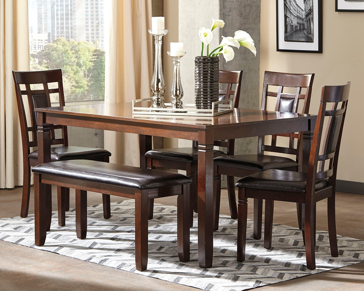 Best Furniture Outlet - Ashley Furniture - Bennox Dining Room - DRM Counter Table Set (5/CN) / Brown - D384-223