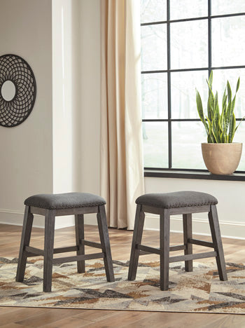Best Furniture Outlet - Ashley Furniture - Caitbrook Dining Room - Counter Height Upholstered Bar Stool (Set of 2) / Gray - D388-024X2