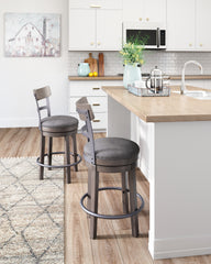 Best Furniture Outlet - Ashley Furniture - Caitbrook Dining Room - UPH Swivel Barstool (1/CN) / Gray - D388-224