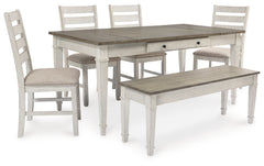 Best Furniture Outlet - Ashley Furniture - Skempton Dining Room - Dining Table, 4 Chairs, and Bench / Two-tone - D394D5